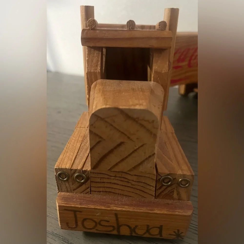 Vintage coca cola wooden truck piggy bank